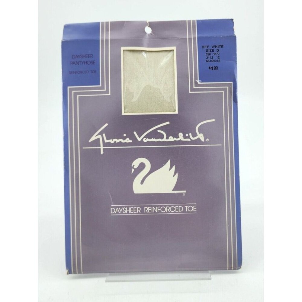 Gloria Vanderbilt Daysheer Flat Knit Reinforced Toe Pantyhose Off White Size D - Picture 1 of 4